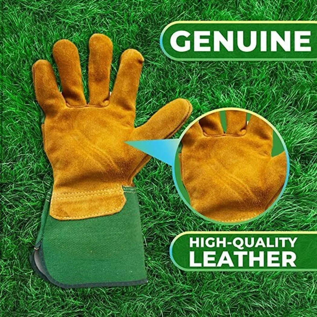 Heavy Duty Leather Gardening Rose Pruning Gauntlet Gloves Thorn Proof