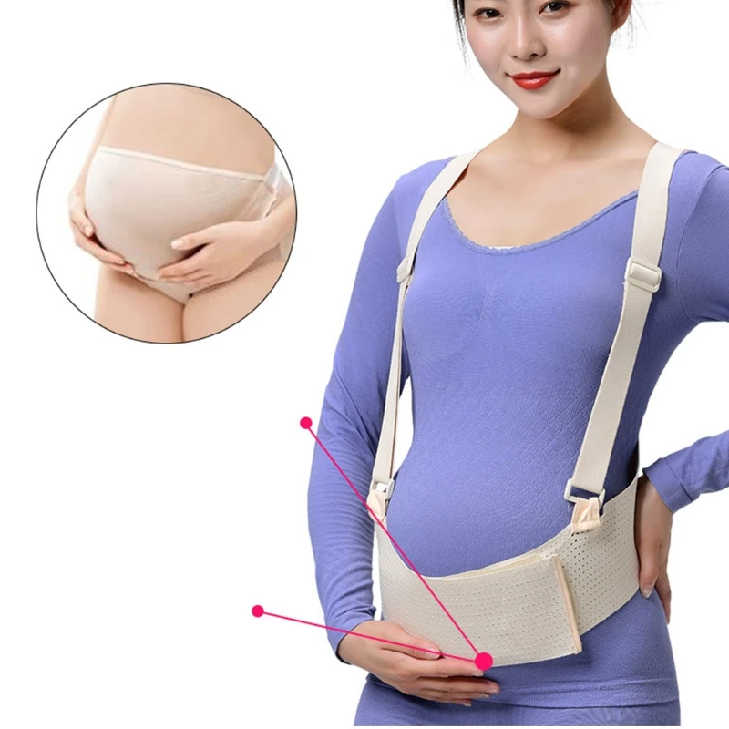 Maternity Support Belt with Shoulder Straps Adjustable Pregnant Belly Band Back Support for Pelvic Pressure Relieving
