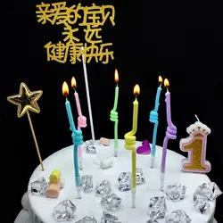 6 шт./упак., горячая Распродажа, изогнутая Свеча для торта, безопасное пламя, для детей, для дня рождения, для свадебного торта, свеча