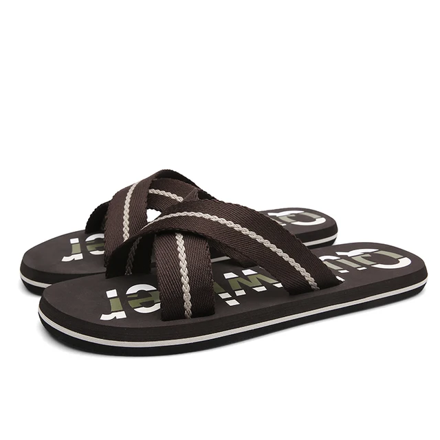 Summer Non-Slip Flip Flops Cloth Tape Men Slippers Brand Shoes Indoor Outdoor High Quality Beach Sandals Fashion Casual Shoes Auburn