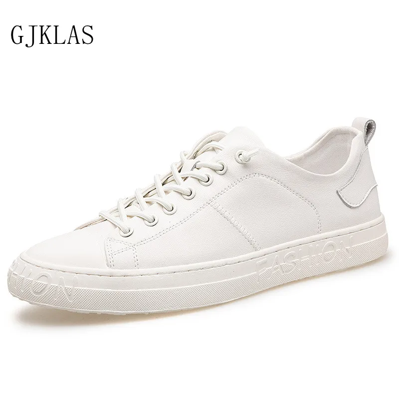 

Real Leather Non-Slip Men Sneakers White Breathable Casual Male Outdoor Walking Shoes Fashion Flat High-Quality Shoes Comfort
