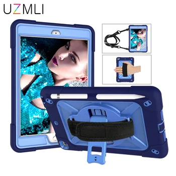 

For Apple iPad mini 1/2/3 7.9 Tablet Case with Pencil Holder Kids Safe Shockproof Armor Cover+Hand Strap Shoulder Strap+Film