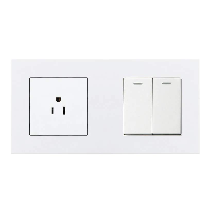 Socket 2Gang Switch Atlectric мкА JP розетка 1 2 3 4 банды вкл/выкл кнопка выключателя света двойная электрическая розетка пластиковая панель электрическая розетка - Тип: Socket 2Gang Switch