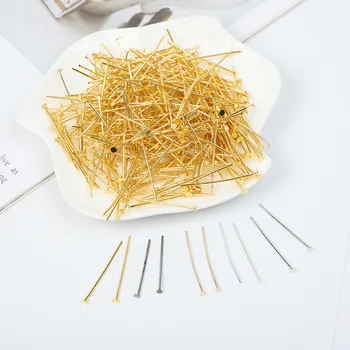 

200pcs/bag 20 25 40 50 60 70 mm Flat Headpins needles NO Fade Gold/Silver/Bronze/Rhodium accessories for DIY Jewelry Making sale