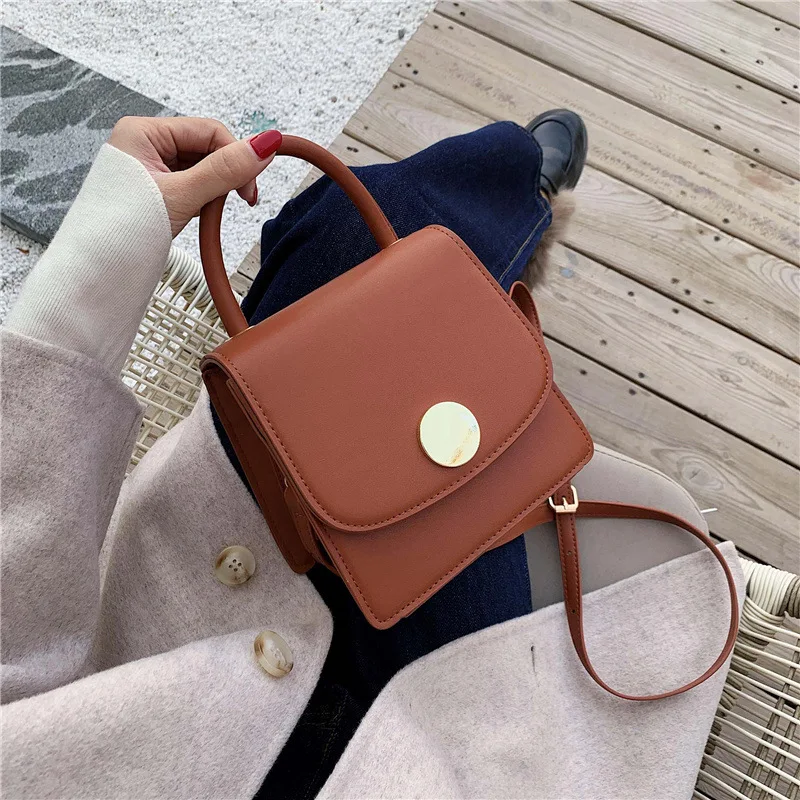 

2019 Winter New Style WOMEN'S Bag Solid Color Hand Square Sling Bag Retro Trapezoid Shoulder Bag Car Suture Shoulder WOMEN'S Bag