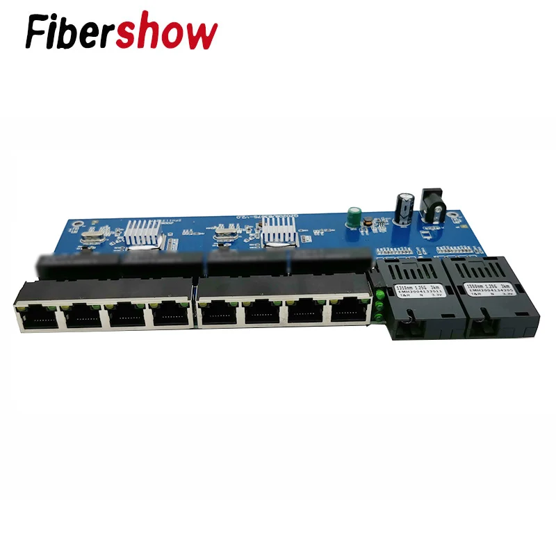 Медиа конвертер волоконно оптический порт Gigabit Ethernet коммутатор PCBA 8 RJ45 UTP 2 SC