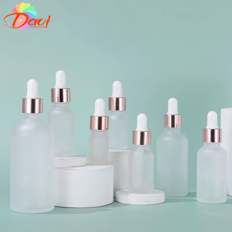 Rose-Golden Refillable Dropper Bottle Frosted essential oil Glass Aromatherapy Liquid 5-100ml