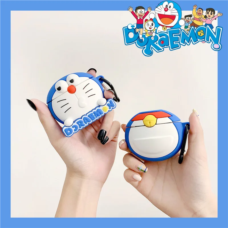 3D милые японские Мультяшные Doraemon корпусы гарнитурные для Apple Airpods 1/2 Милые силиконовые ударопрочный наушник крышка аксессуары