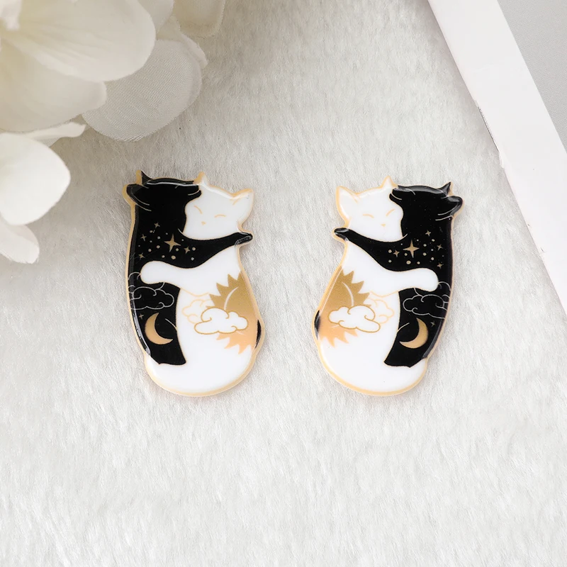 10Pcs Acrylic Printing Embrace Cats Charms Punk Style Know Your Power Crafts For Necklace Earring  Keychain  Diy Making  Pendant