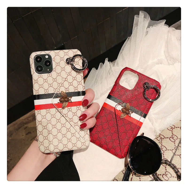 Luxury Bee metal Flip Wallet Leather Phone Case For iPhone 11 Pro Max Xr X XS 7 8 Plus 7Plus Brand Fashion Gift Cover Fundas |
