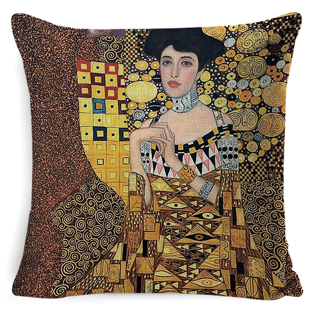Декоративная наволочка с масляной росписью Gustav Klimt чехол золотым рисунком