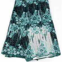 Африканские французские бисерные кружева высокого качества Кружева Красная кружевная ткань в нигерийском стиле 5 ярдов/партия кружева ткани для свадьбы LA1178