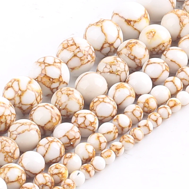 Белые зеленые синие круглые бусины Howlite из золотого камня диаметром 15 дюймов