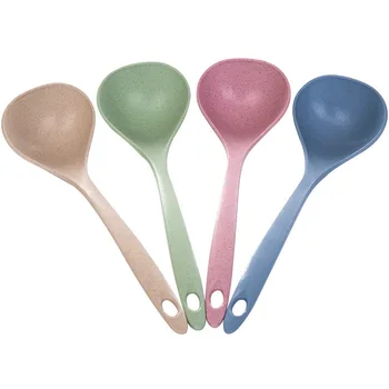 

Household Plastic Straw Ladel Long Handle Sheng Porridge Spoon Thick Wheat High-temperature Resistant Kitchenware Large Porridge