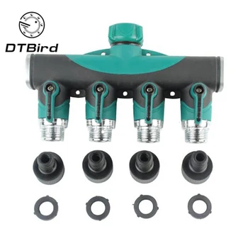 

3/4 Garden Irrigation Hose Connector Agricultural Joint Four-Way Water Separator With Ball Valve Gardens Shunt Accessories