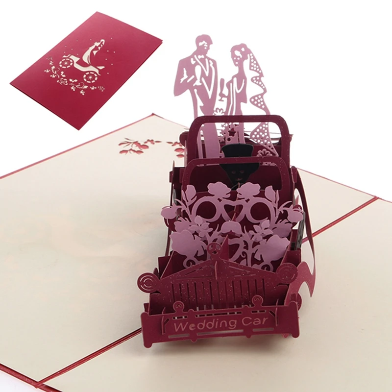 3D Pop Up Vintage Car Greeting Card Wedding Valentine Birthday Invitation D08D - 4.00036E+12