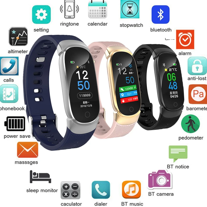 

New Sports Waterproof Smart Watch Women Smart Bracelet Band Bluetooth Heart Rate Monitor Fitness Tracker Smartwatch Metal Case