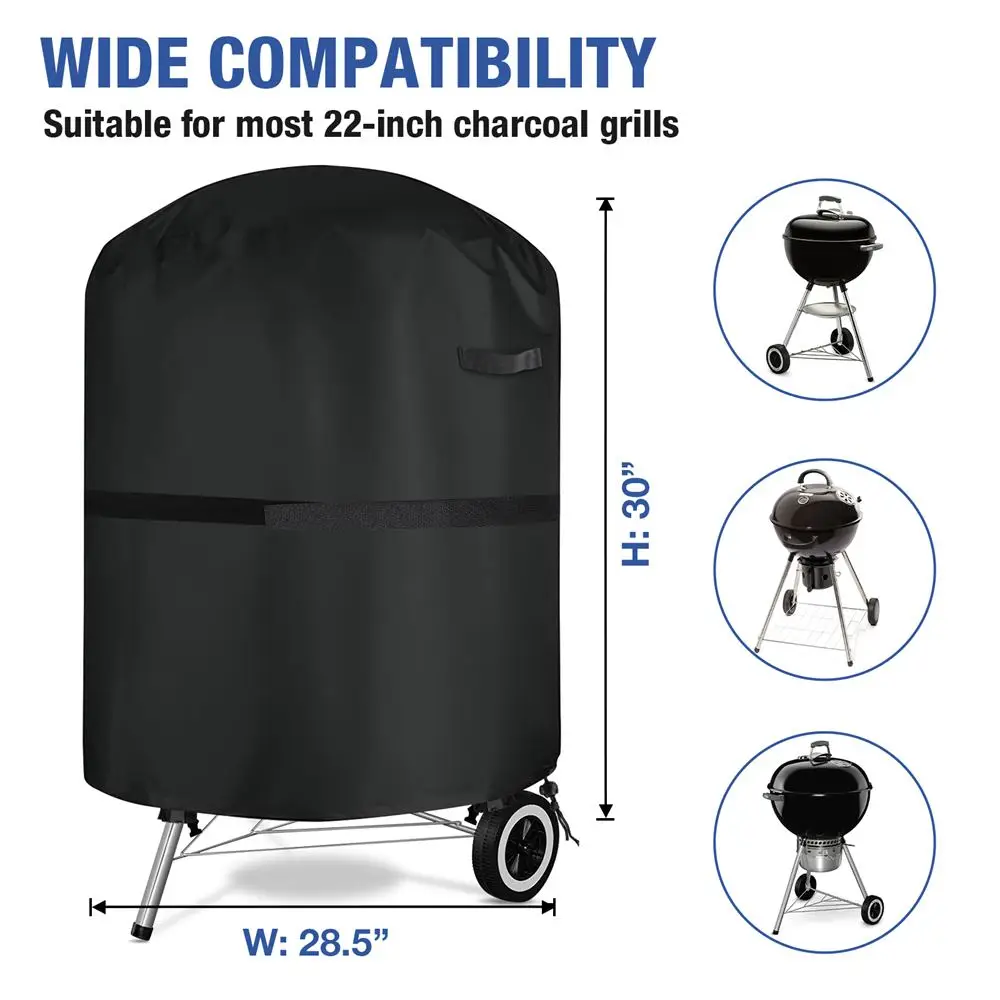 

Black Waterproof BBQ Cover BBQ Accessories Grill Cover Oxford Cloth Round Barbecue Barbeque Grill Dustproof Cover 72x77cm