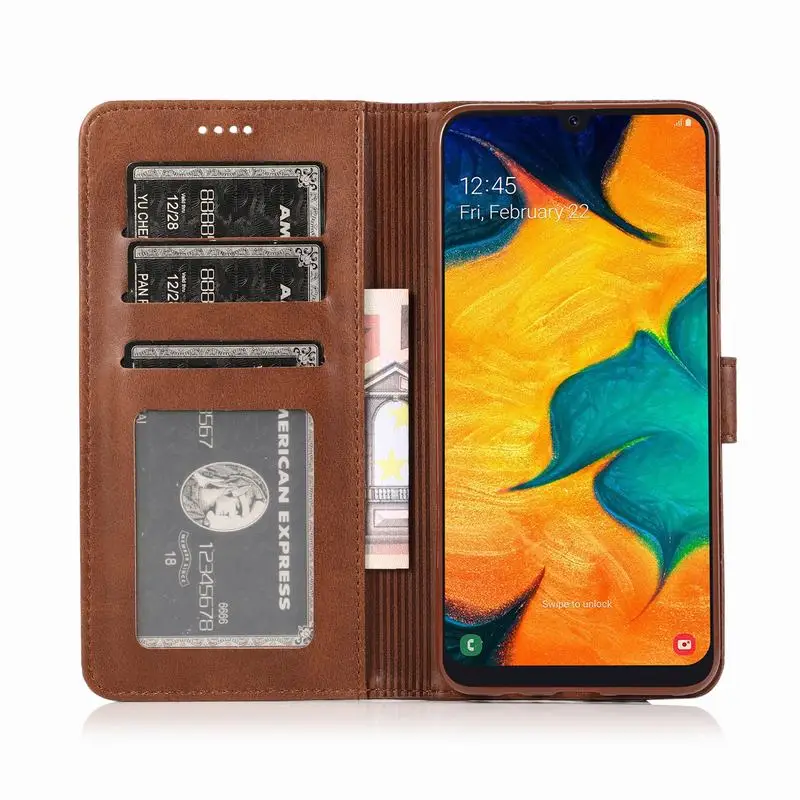 Чехлы-бумажники для samsung Galaxy A30 S, чехол с магнитной застежкой, роскошные простые кожаные чехлы для телефонов с подставкой для samsung Galaxy на 30, чехол