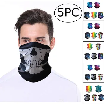 

Maske Unisex Fashion Skull Washable 5pc Printed Neck Gaiter Scarf Tube Bandana Headwear For Women Men Scarf Women