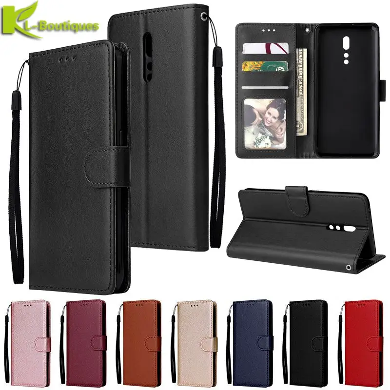 OPPO Reno Z Leather Case on For Coque OPPO Reno Z Case Cover 6.4 inch Classic Style Solid Color Flip Wallet Phone Cases Bag Etui