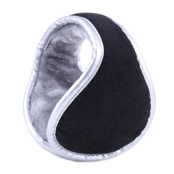 Winter Earmuffs for Men Women Foldable Ear Warmers PU Leather Brim Plush Ear Muffs Faux Rabbit Fur Warm Ear Cover Bag Headband