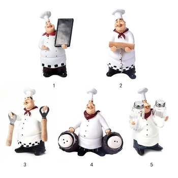 

AFBC Retro Chef Model Ornaments Resin Crafts Mini Chef Figurines White Top Hat Cook Home Kitchen Restaurant Bar Coffee Decor-A