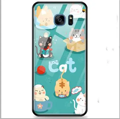 Чехол для samsung Galaxy S7 Edge из закаленного стекла с рисунком из мягкого силикона с узором Чехлы для samsung Galaxy S 7 Edge задняя крышка