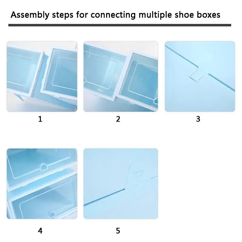 6Pcs Plastic Shoe Box Stackable Foldable Shoe Organizer Drawer Storage Case with Flipping Clear Door Ladies Men 31.5x21.5x12.5cm