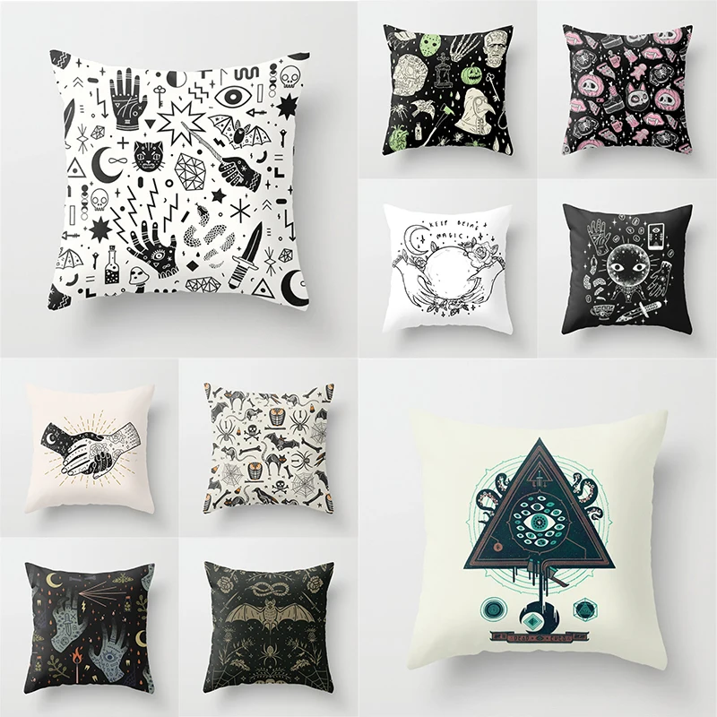 

Hands Cushion Cover Printed Halloween Style Items Pillowcases Ghost Polyester Throw Pillow Cover Skull Eyes Pillows Home Decor