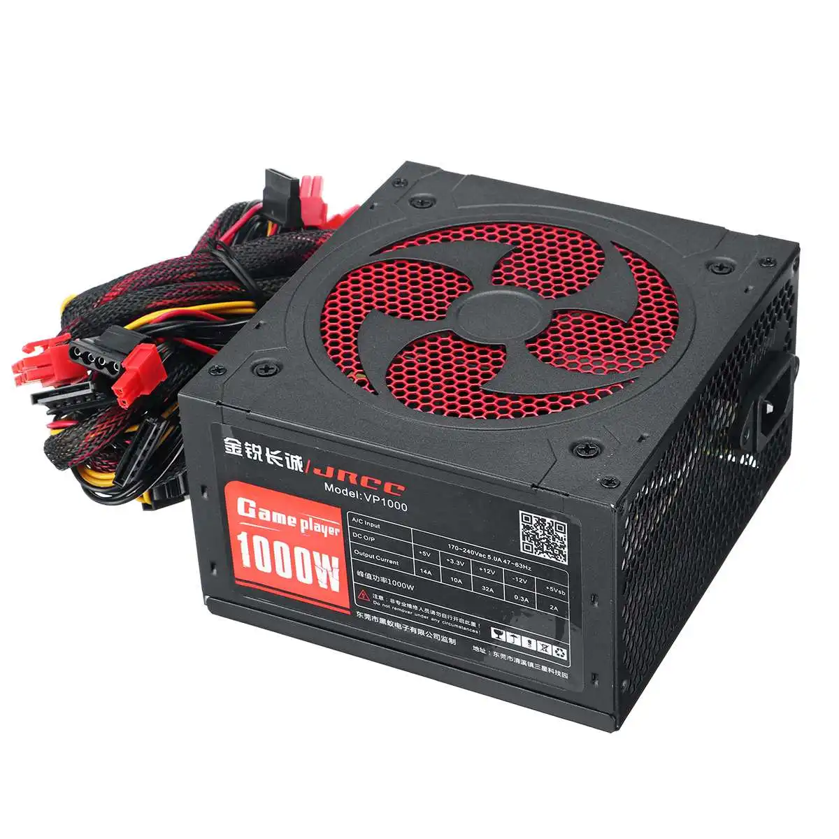 Черный Блок питания 1000 Вт PFC тихий вентилятор ATX 20pin 12 в ПК компьютер SATA игровой