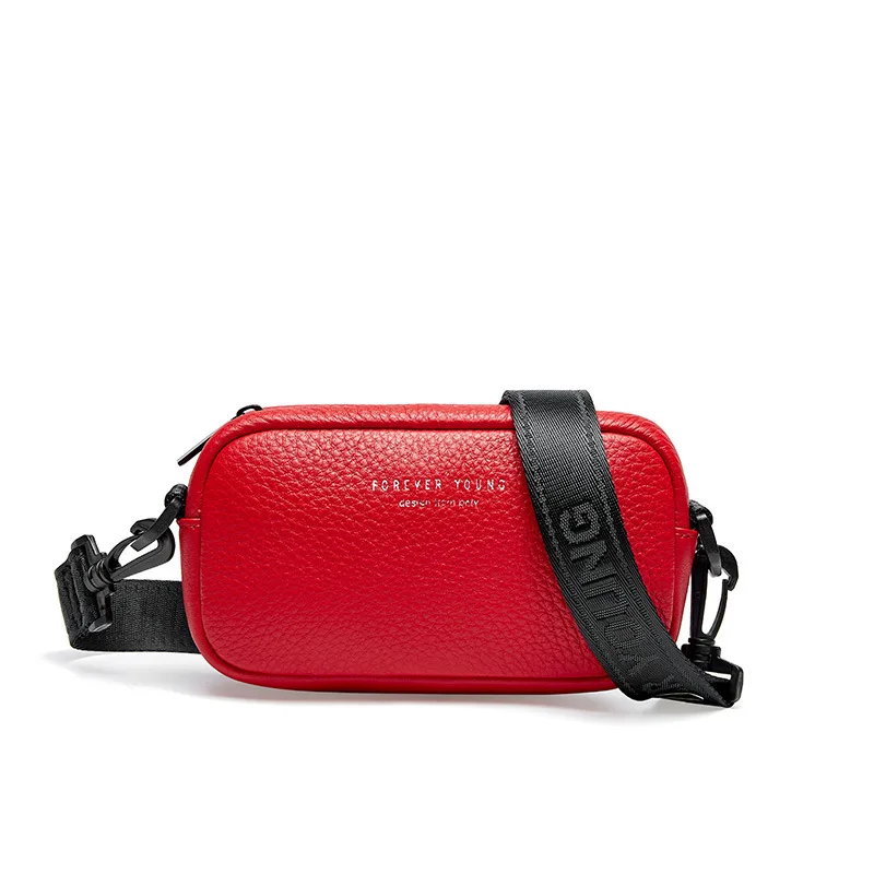 

Wide shoulder strap burst bag Korean casual top layer leather shoulder diagonal bag ladies lychee small square bag