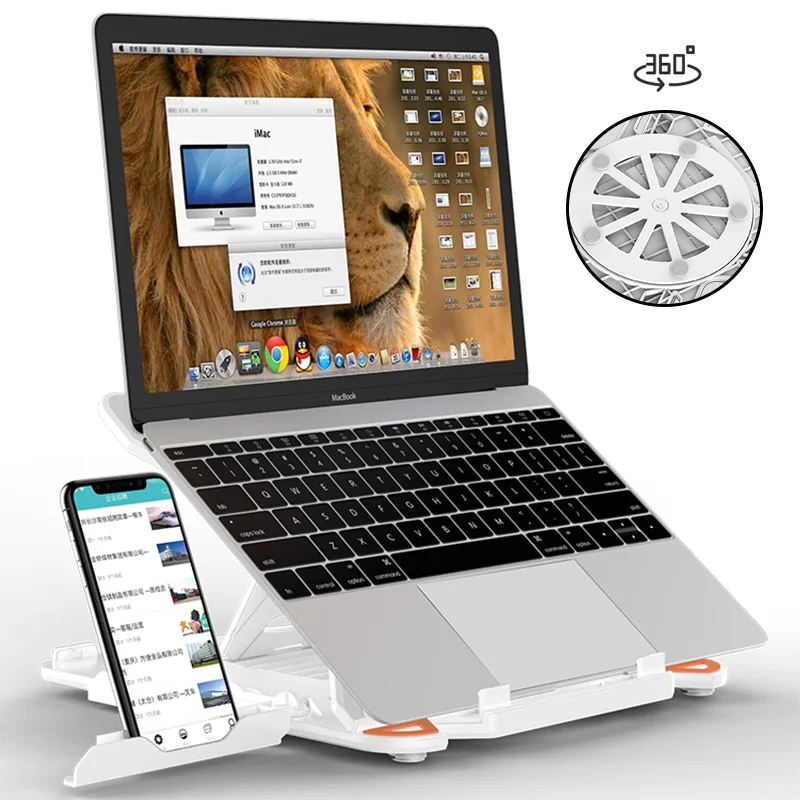 

360 Rotating Laptop Stand Foldable Notebook Stand For Macbook Lenovo Laptop Holder Computer Cooling Bracket With Phone Holder