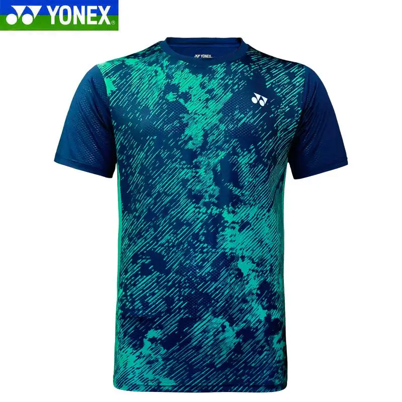 Оригинальные мужские футболки для бадминтона Yonex дышащие удобные быстросохнущие спортивные футболки с коротким рукавом для фитнеса Lin Dan - Цвет: Золотой