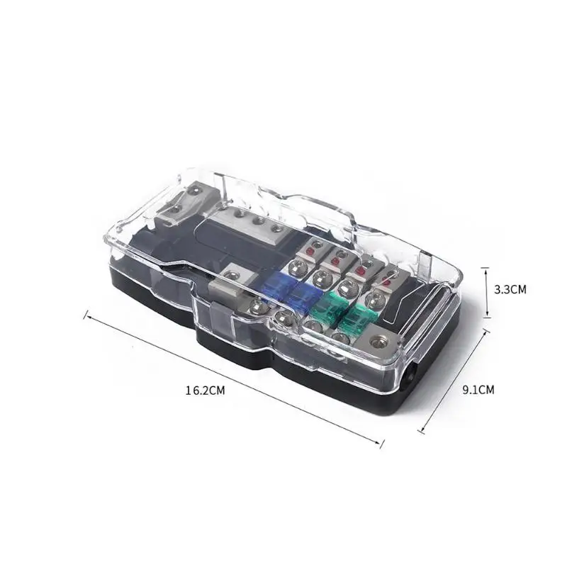 4-полосная Автомобильная мини-коробка предохранителей с лезвием ANL из цинкового сплава и ПК предотвращает чрезмерный ток 2 в 4 Выходная мощность распределительного блока