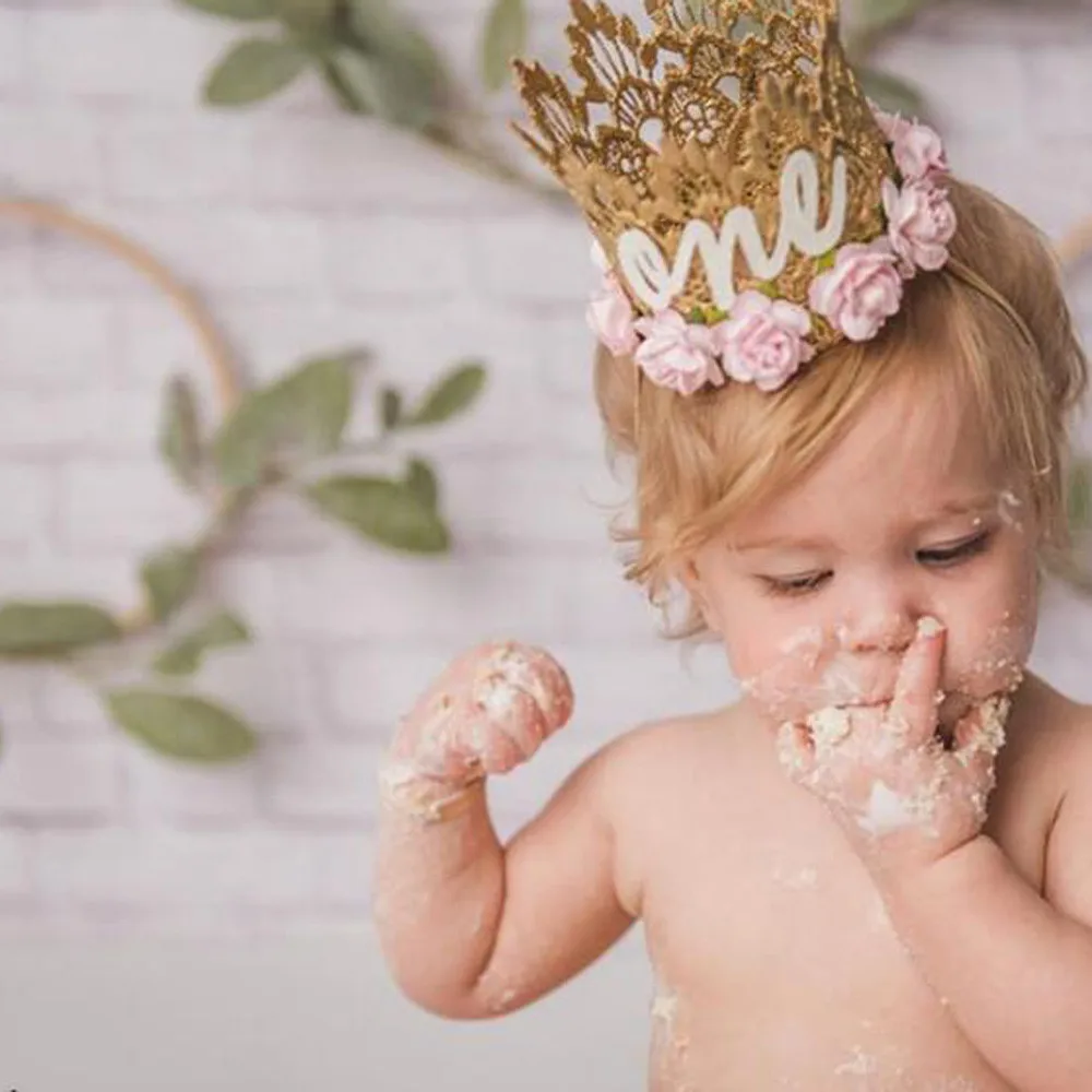 Newborn Crown Headband Princess Crown lace flower headband Baby Girls Hair Band Children Photo Props Hair Accessories