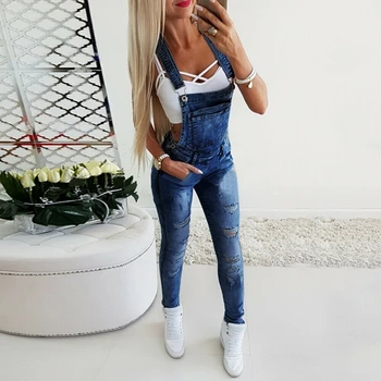 

2020 New Fashion Women Ladies Baggy Denim Jeans Bib Full Length Overall Solid Loose Causal Jumpsuit Pants Summer Hot