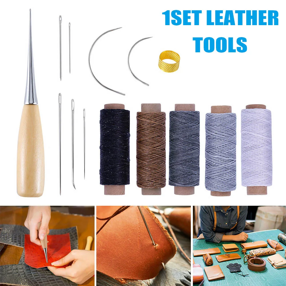 

14Pcs/set Leather Craft Tools Kit Waxed Thread Cord Sewing Needles Repairing SLC88