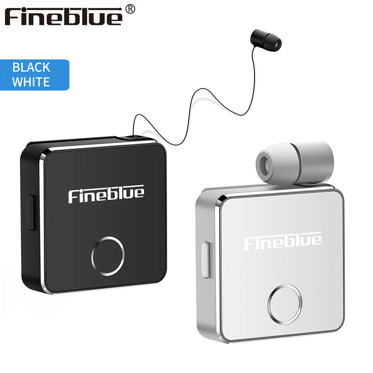 Newest Fineblue F1 Clip on Business Wireless Bluetooth Headset Vibrating Alert HD Sound Quality Earphone with Mic for iPhone X 8
