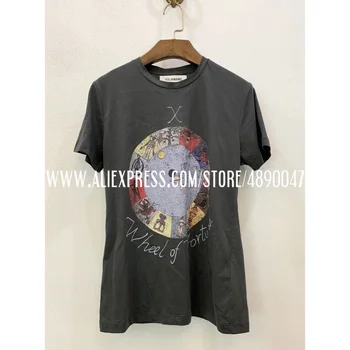 

Early spring 2020 astrological print women short sleeve t-shirt high-end top 100%cotton t-shirt