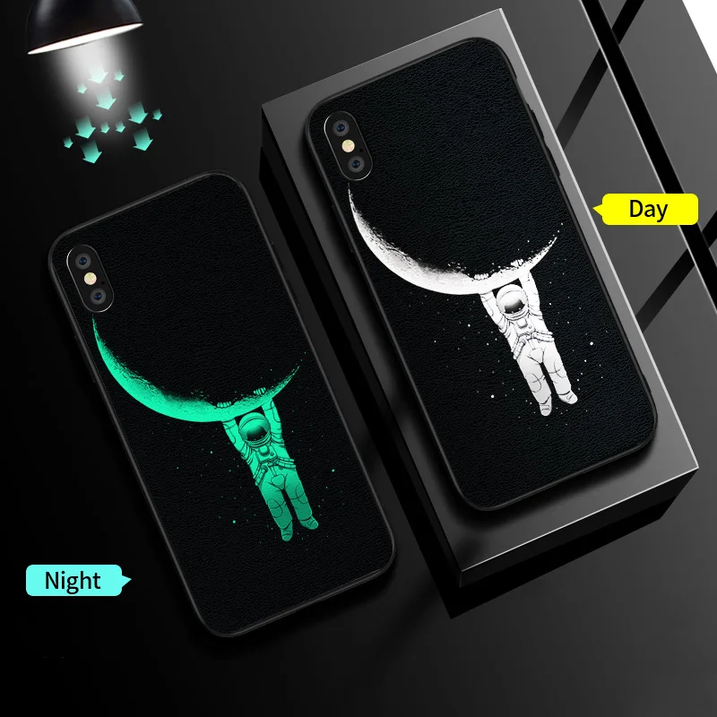 Spaceman IIOZO светящийся кожаный чехол для телефона для Iphone 7 8 6 XS MAX 11 pro мягкий силиконовый Nghit светящийся чехол для Iphone 7 8 6 Plus классный - Цвет: Spaceman