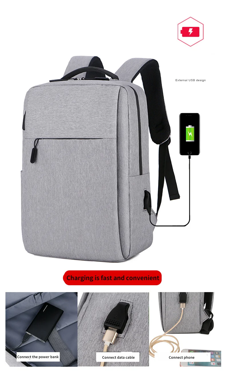 SKOANBE Backpack Men's Leisure Outdoor USB Charge Charging Sports Backpack Business Computer Bag Travel Bag External Outside Bag