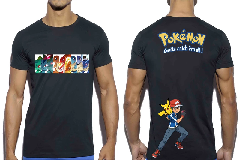 

Pokemon Men T-shirt 2019 New Fashion Pikachu Tops Pikachu Customize Printed Harajuku Hip Hop O Neck Cotton Streetwear