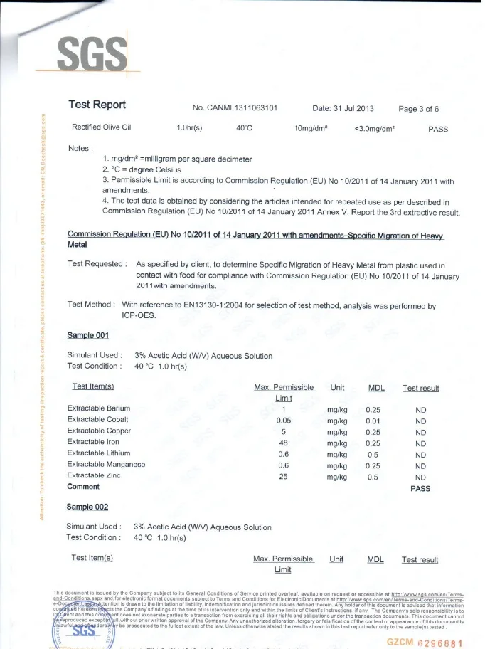 plastic fondant mold SGS Testing report_3