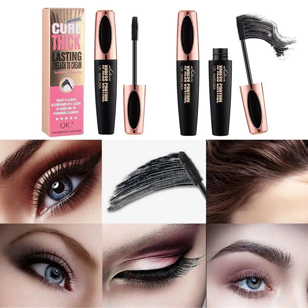 

Qic Nieuwe 4D Zijde Fiber Lash Mascara Make-Up Zwart Verlenging Volume Valse Wimpers Waterproof Mascara P6D3