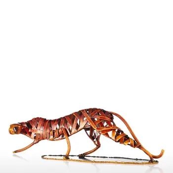

New Metal Sculpture Weaving Leopard Iron Sculpture Home Decoration Crafts Animal Sculpture Artwork For Home Office