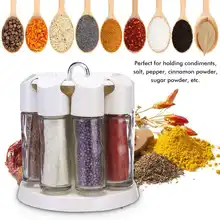 360 Вращающаяся Стойка для банок для специй с 8 баночками для специй, кухонная столешница, органайзер, держатель для специй, кухонный стеллаж для хранения