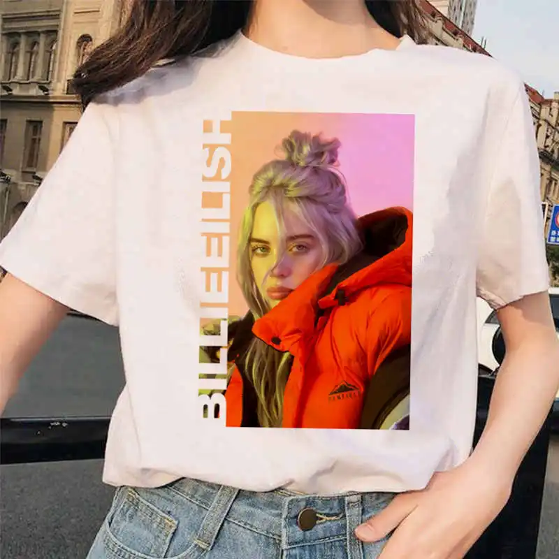 Billie Eilish футболка ulzzang Женская Хип хоп женская одежда забавная harajuku Летняя
