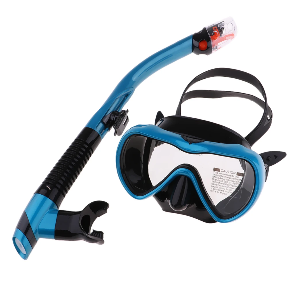 Adults Diving Mask Scuba Snorkel Set Dry Swimming Gears Silicone & Tempered Glass Diving Goggles