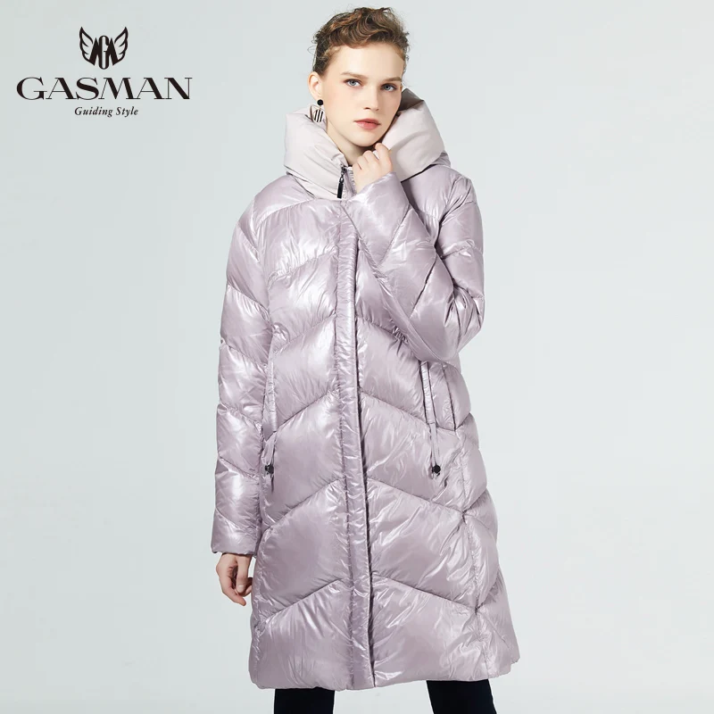 GASMAN модные толстые женские пуховики зимние с капюшоном женская куртка новое женское пальто на зиму парки большой размер - Цвет: Pink (212)